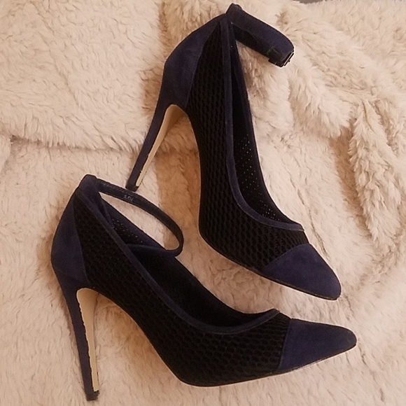 navy blue ankle strap shoes